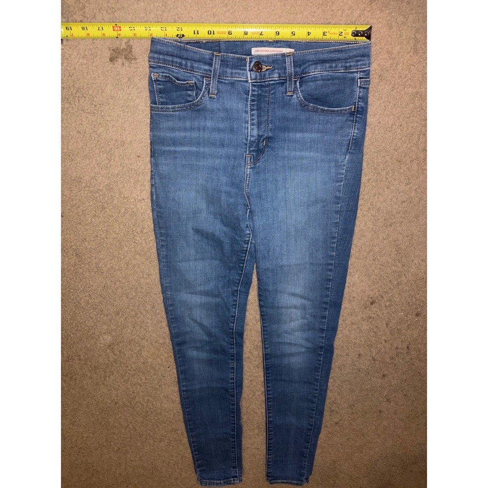Levis 720 High Rise Super Skinny Jeans Womens 27 Medium Wash Blue Denim T06-21